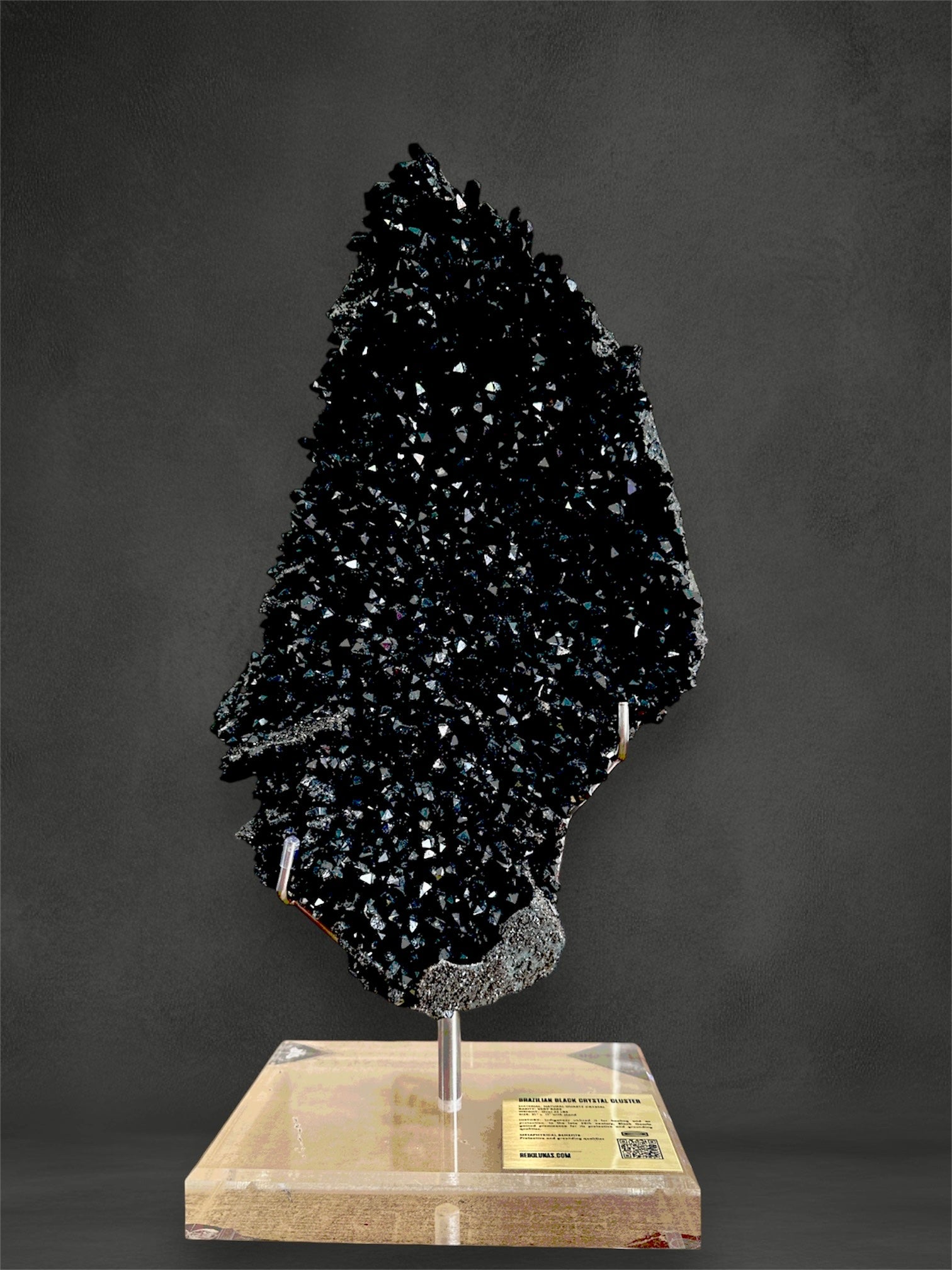 Large Black Quartz Cluster Rare from Brazil - Gallery Ready - REIKI LUNAS, CRAFTS & ARTISAN