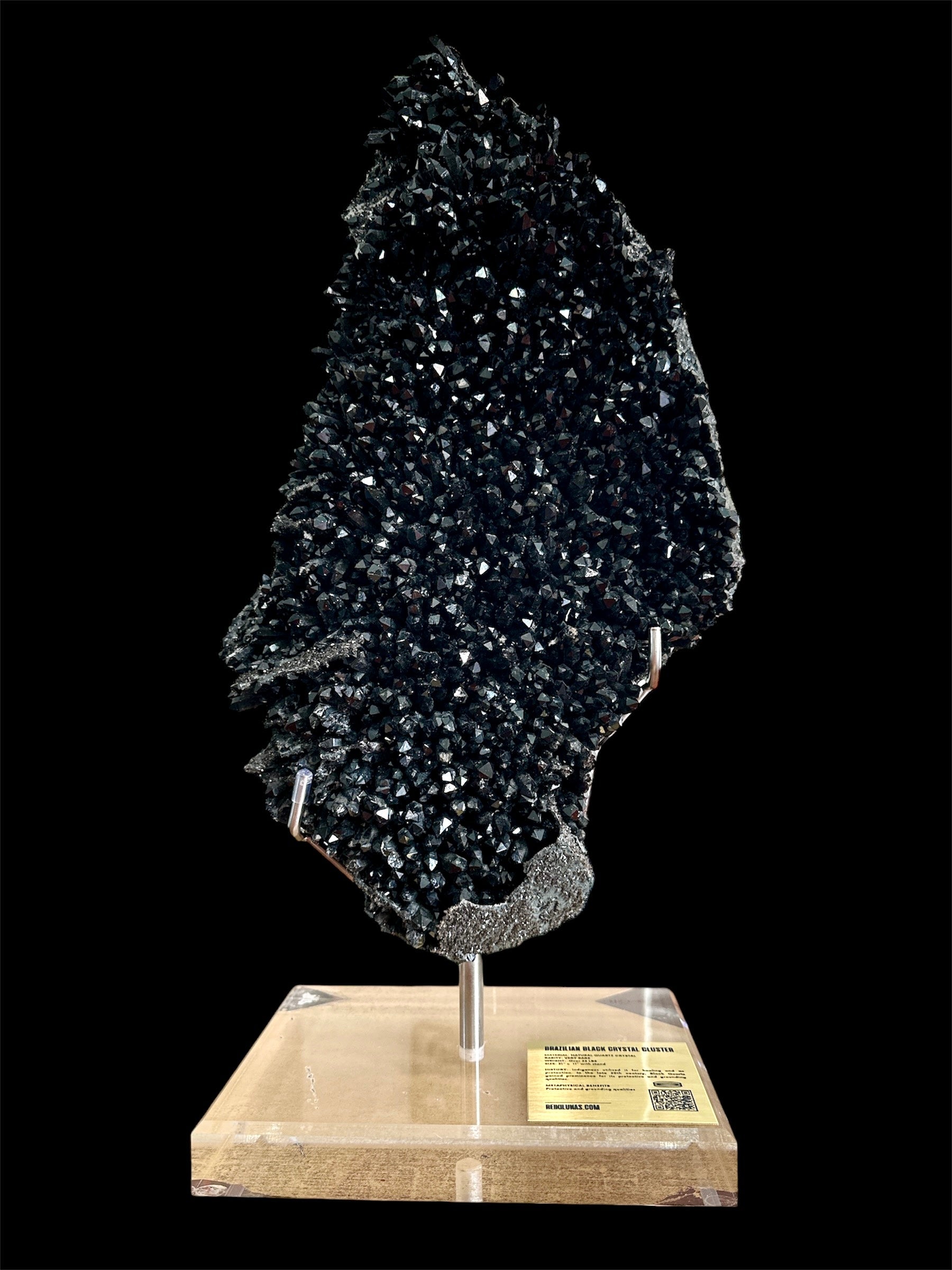 Large Black Quartz Cluster Rare from Brazil - Gallery Ready - REIKI LUNAS, CRAFTS & ARTISAN