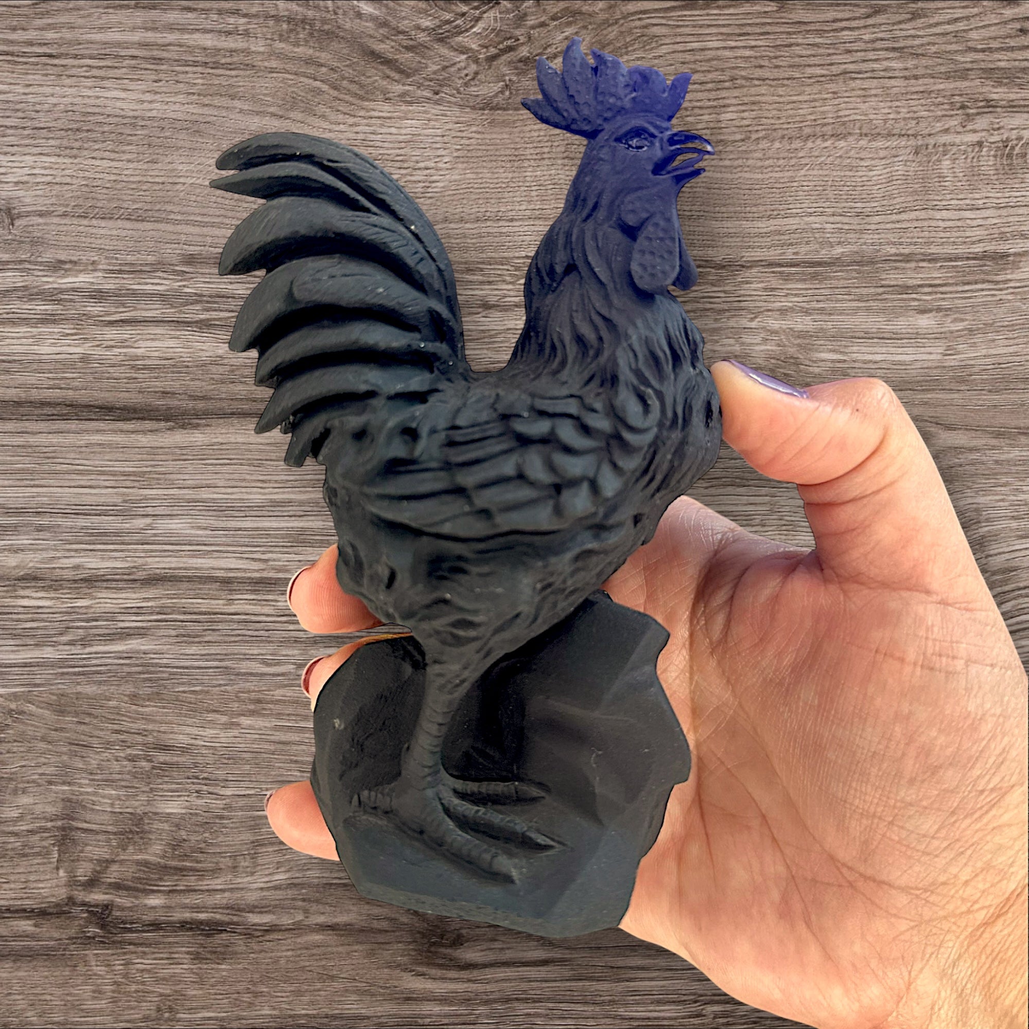 Obsidian Hand Carved Collectible Rooster - Reiki Lunas Shop