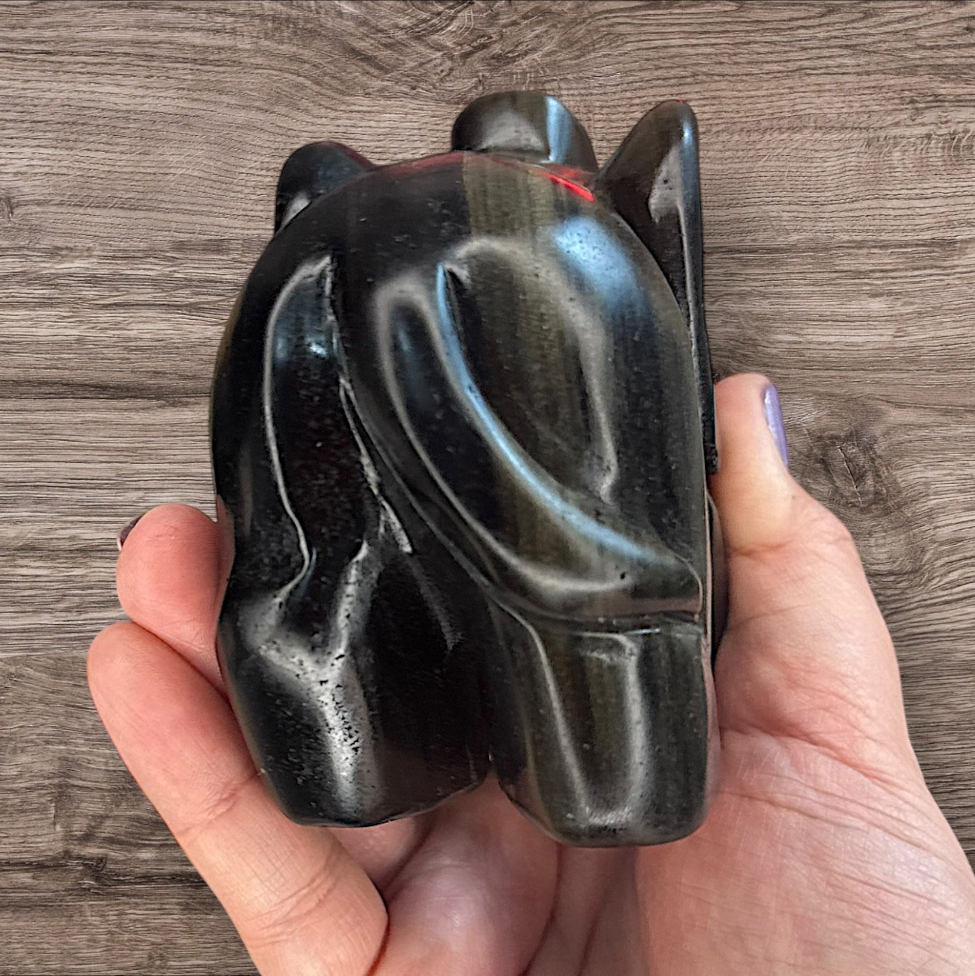 Obsidian hand carved Elephant - Reiki Lunas Shop