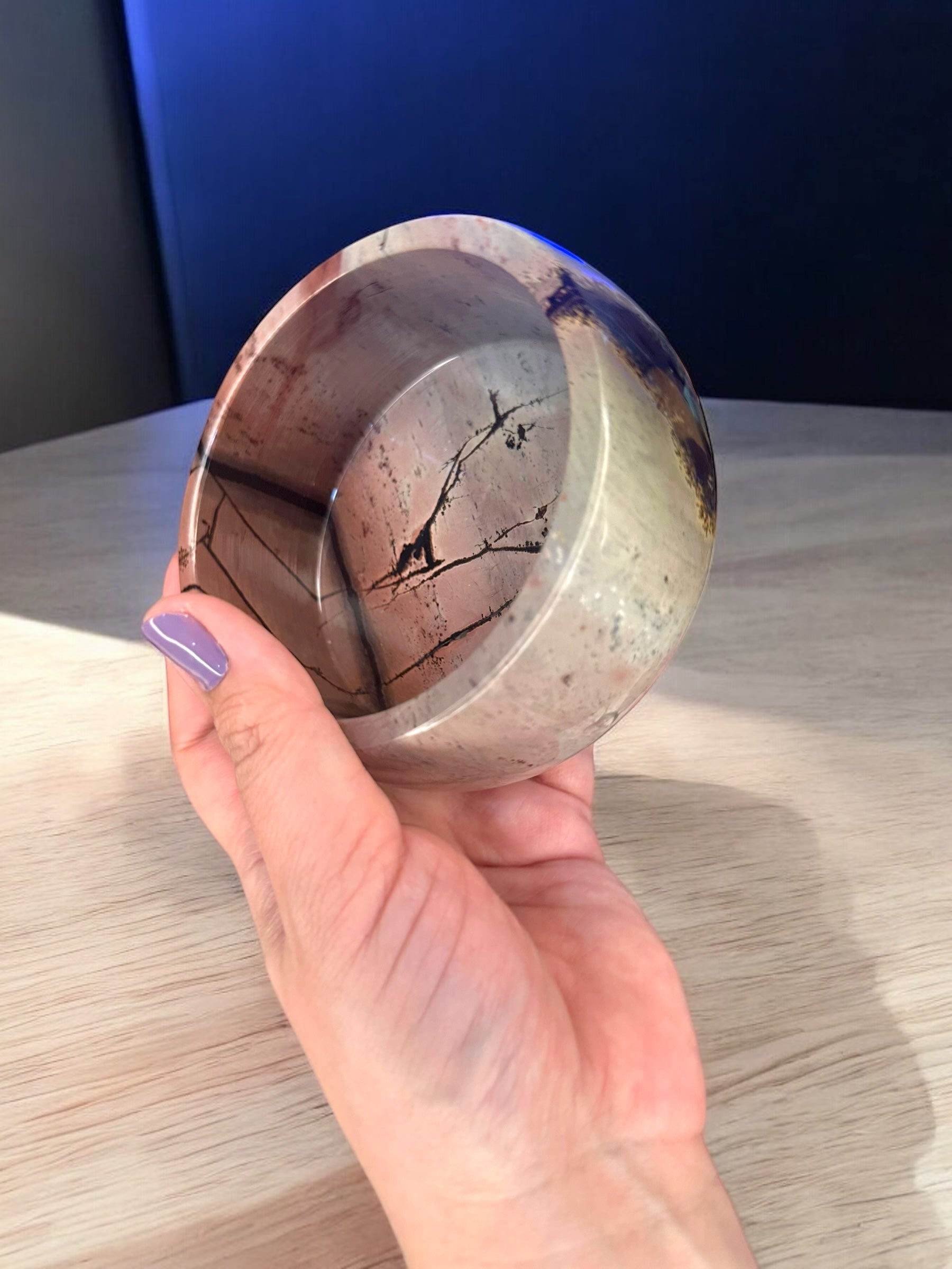 Picture Jasper Pink Bowl and Vase Set - Reiki Lunas Shop