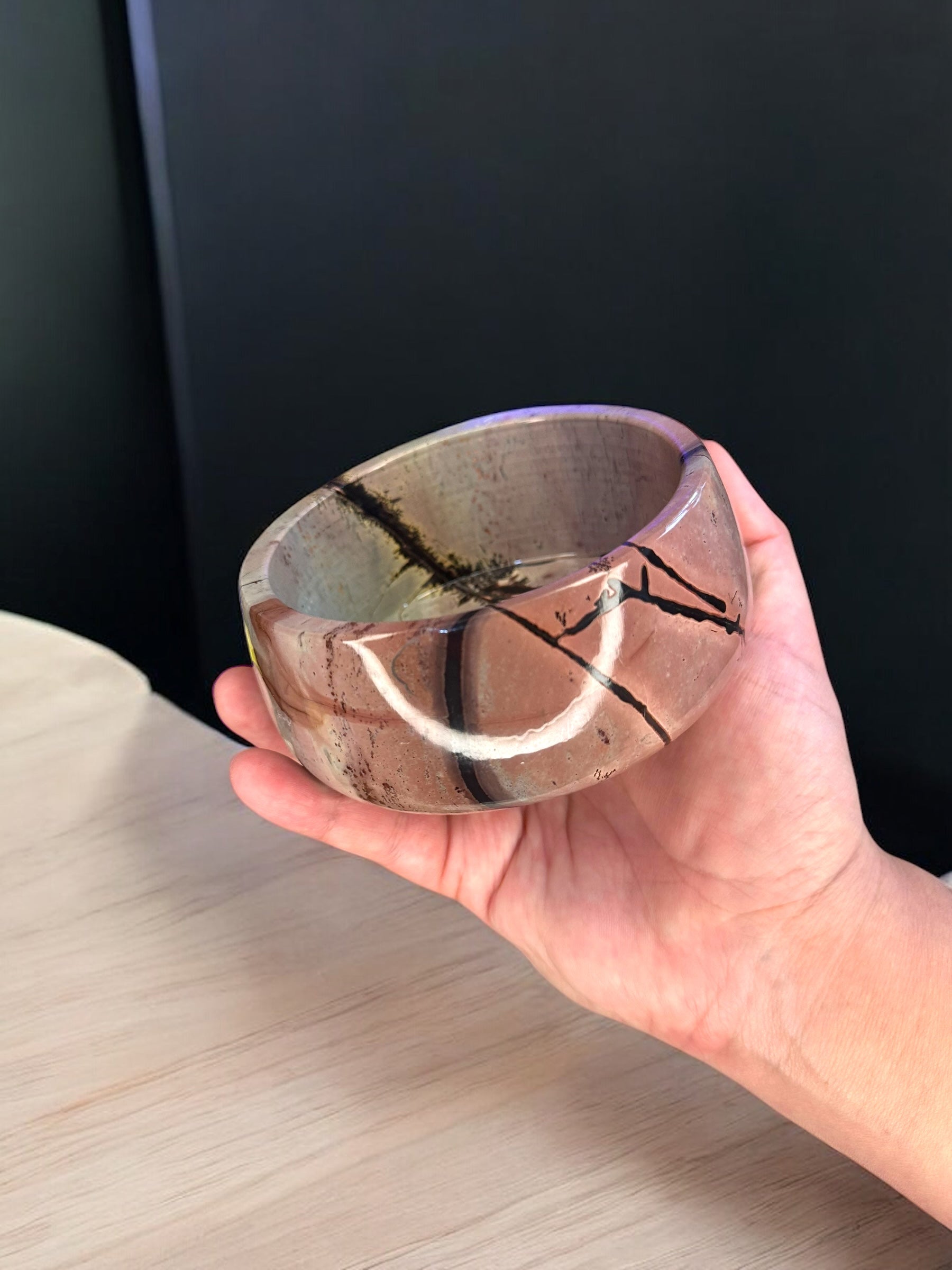 Picture Jasper Pink Bowl and Vase Set - Reiki Lunas Shop